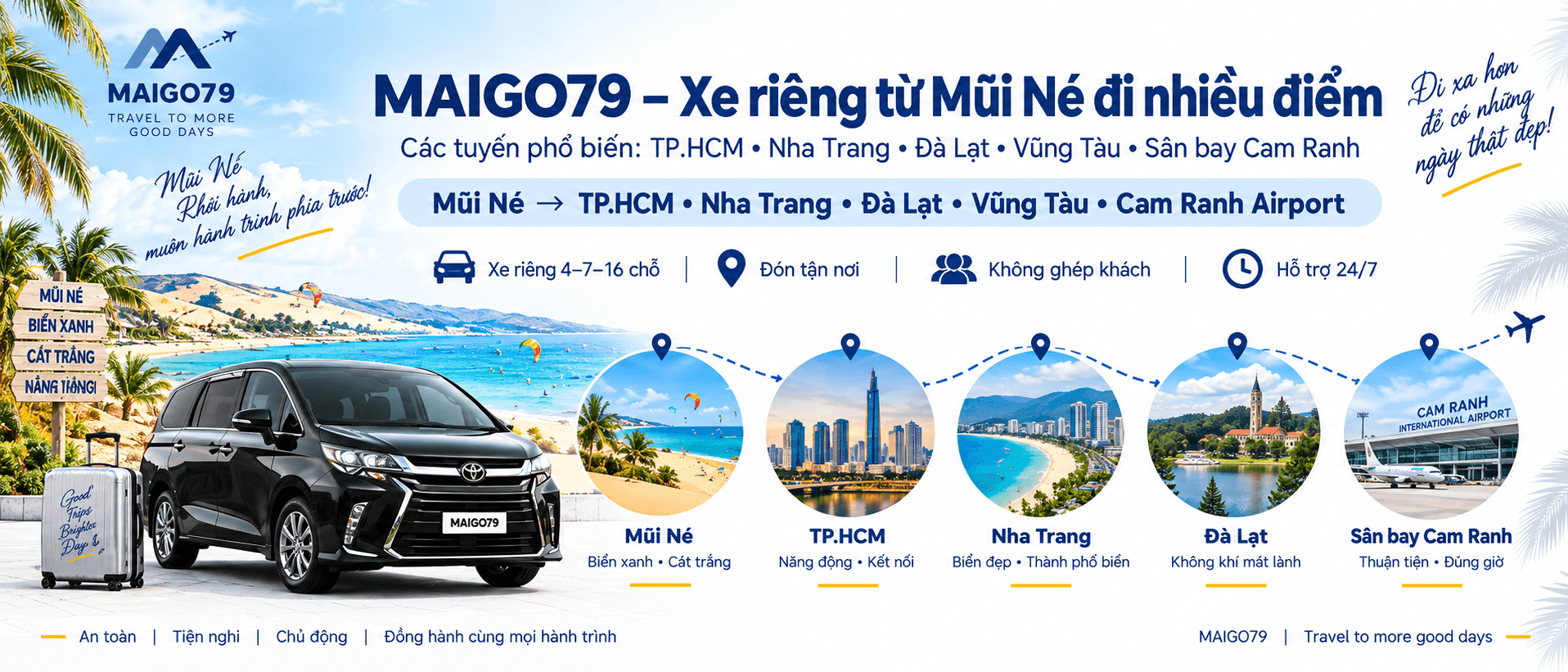 Hình ảnh bài viết: Mũi Né đi TP.HCM, Nha Trang, Đà Lạt, Vũng Tàu bằng gì? Xe riêng đi các tỉnh